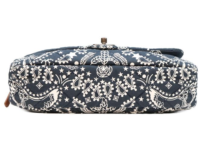 Borsa a tracolla Chanel in cotone blu navy - vista 5