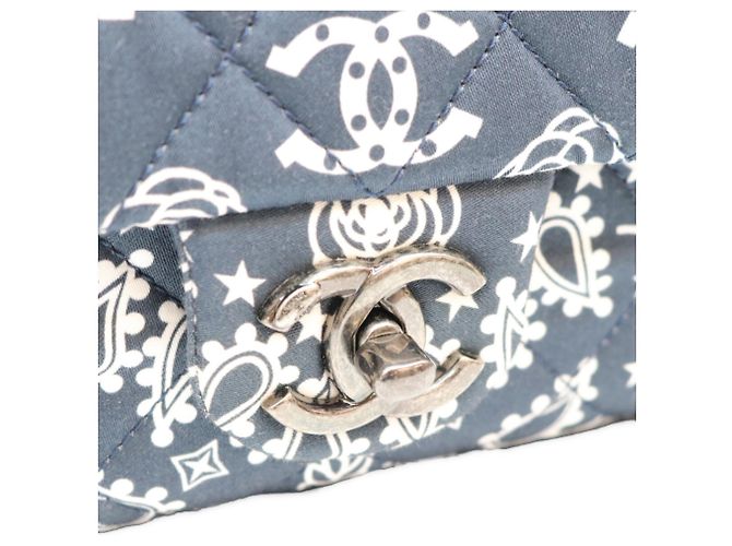 Borsa a tracolla Chanel in cotone blu navy - vista 6