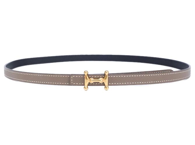 Hermès Cinturón Hermes Y-stamp Mole H Mini Buckle Black Etoupe - vista 2
