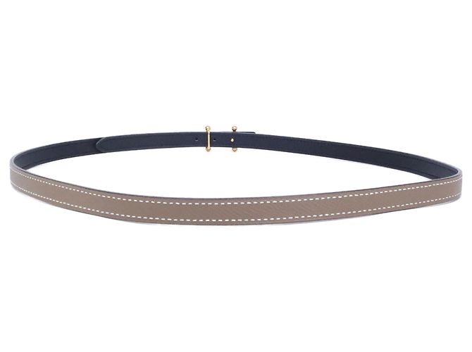 Hermès Cinturón Hermes Y-stamp Mole H Mini Buckle Black Etoupe - vista 3