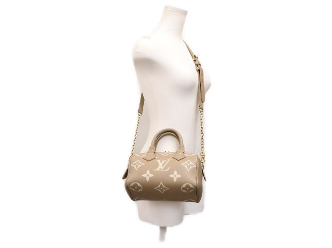 Borsa a tracolla Louis Vuitton Monogram Empreinte Speedy Bandoulière 20 Beige - vista 14