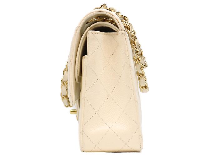 Borsa a tracolla Chanel A01112 in pelle caviar matelassé Bianco - vista 2