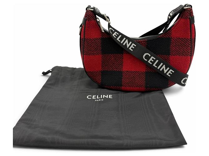 Céline CELINE 19696 Borsa a spalla Medium Ava Check Nero Rosso - vista 2