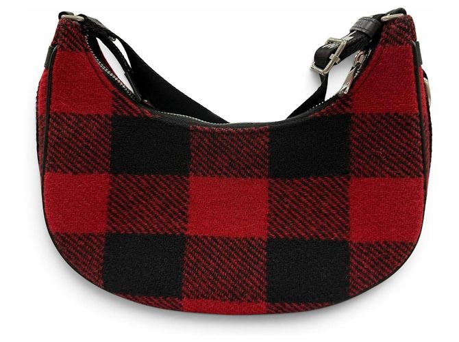Céline CELINE 19696 Borsa a spalla Medium Ava Check Nero Rosso - vista 4