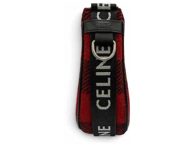 Céline CELINE 19696 Borsa a spalla Medium Ava Check Nero Rosso - vista 5