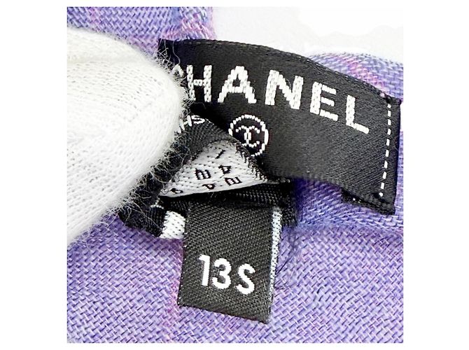 Chanel 13S Cashmere Cotton Stole Purple - view 9