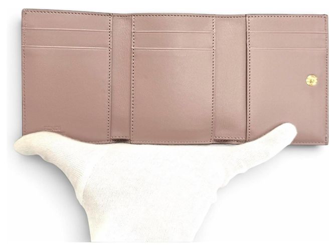 Fendi Purple Leather Tri-fold Wallet - view 5