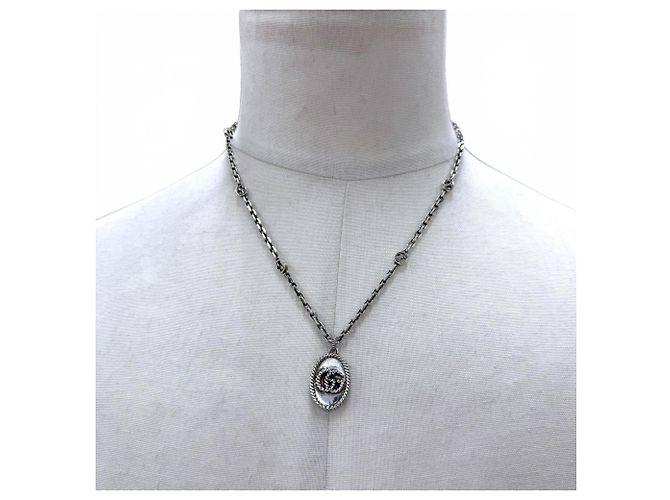 Collana a catena Gucci GG Marmont in argento - vista 2