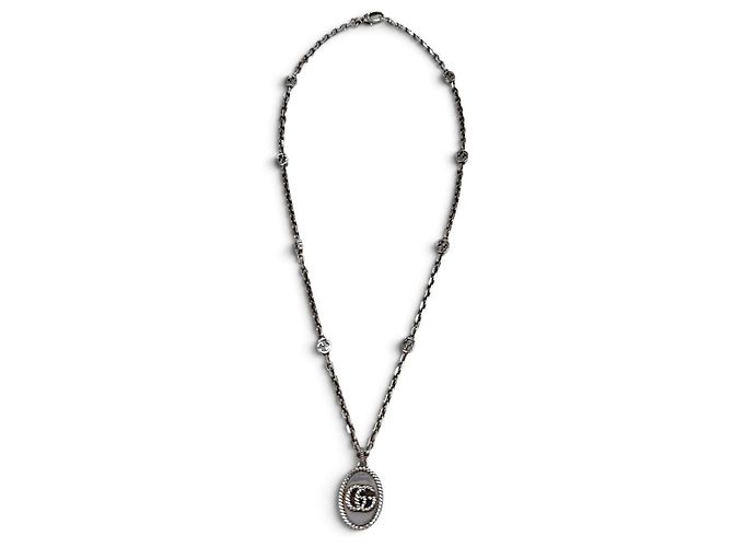 Collana a catena Gucci GG Marmont in argento - vista 3