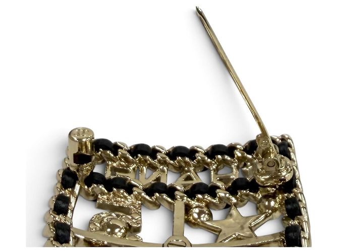 Spilla Chanel Coco Mark in perle eco e strass Nero D'oro - vista 5