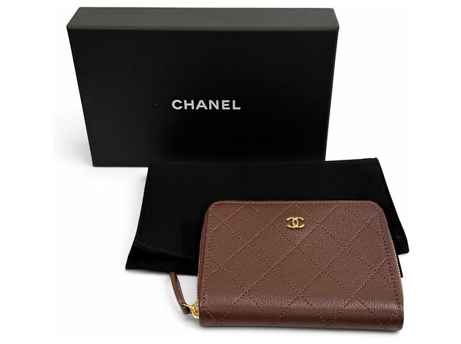 Cartera bi-fold de piel Chanel Castaño - vista 2