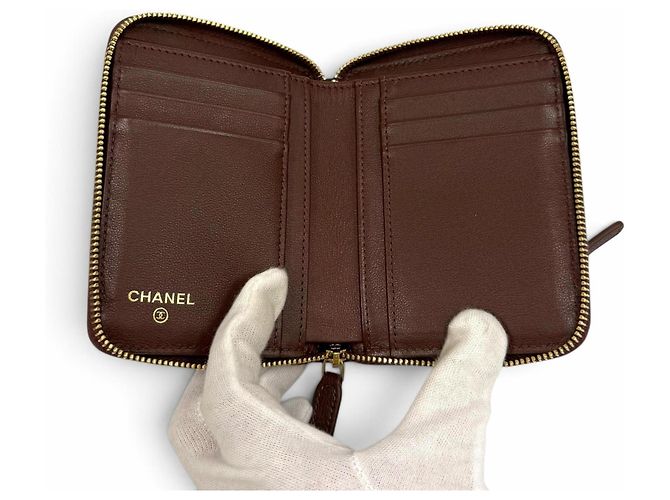 Cartera bi-fold de piel Chanel Castaño - vista 5