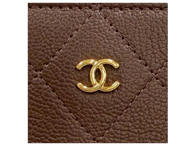 Cartera bi-fold de piel Chanel Castaño - vista 8