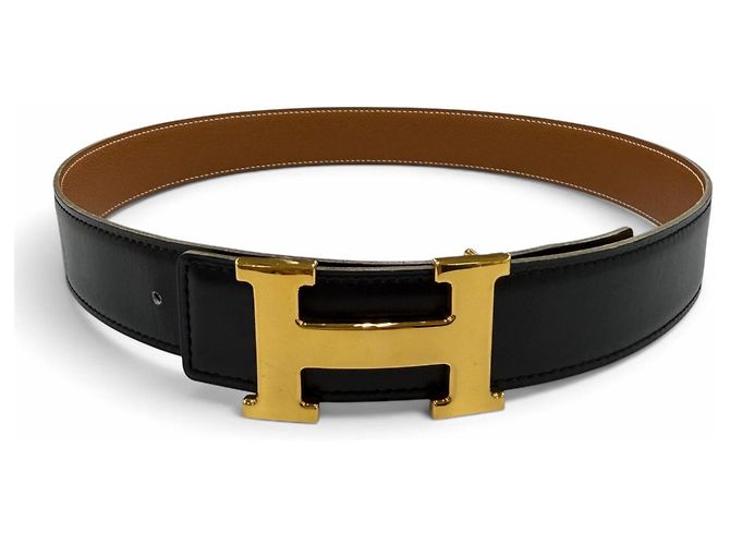 Hermès HERMES Vintage Wendelgürtel aus Leder Braun Schwarz - Ansicht 3