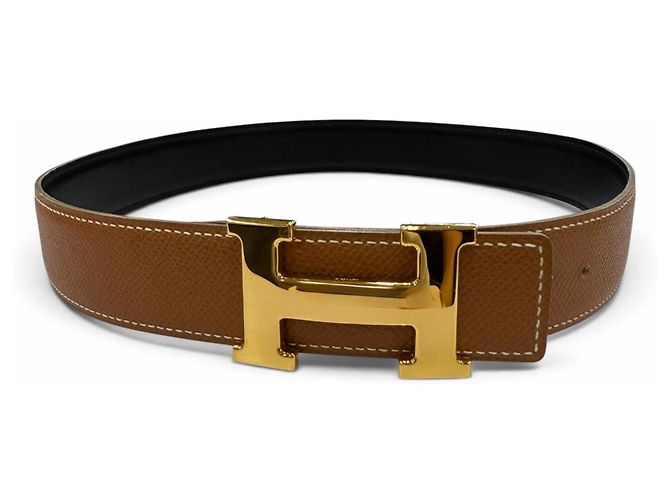 Hermès HERMES Vintage Wendelgürtel aus Leder Braun Schwarz - Ansicht 4