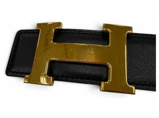 Hermès HERMES Vintage Wendelgürtel aus Leder Braun Schwarz - Ansicht 5