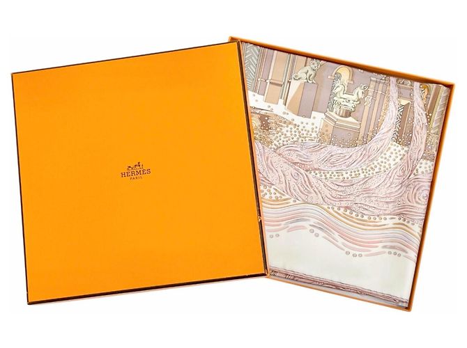 Hermès Foulard di seta rosa Hermes Les Rivieres de Babel - vista 2