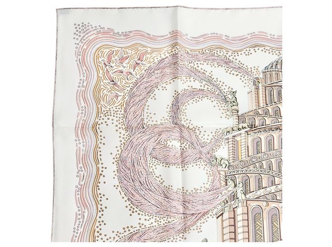 Hermès Foulard di seta rosa Hermes Les Rivieres de Babel - vista 3