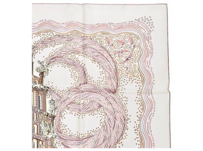 Hermès Foulard di seta rosa Hermes Les Rivieres de Babel - vista 4