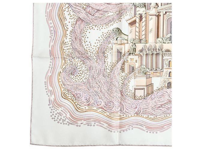 Hermès Foulard di seta rosa Hermes Les Rivieres de Babel - vista 5