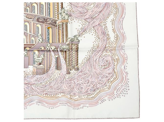 Hermès Foulard di seta rosa Hermes Les Rivieres de Babel - vista 6