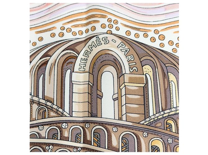 Hermès Foulard di seta rosa Hermes Les Rivieres de Babel - vista 7