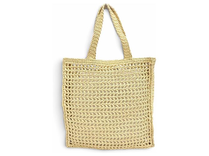 Prada Triangle Logo Raffia Crochet Tote Bag - Ansicht 3