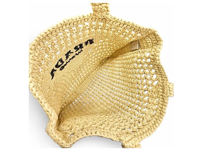 Prada Triangle Logo Raffia Crochet Tote Bag - Ansicht 6