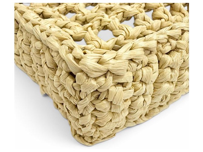 Prada Triangle Logo Raffia Crochet Tote Bag - Ansicht 7