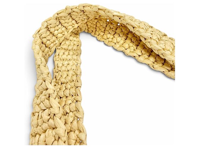 Prada Triangle Logo Raffia Crochet Tote Bag - Ansicht 8