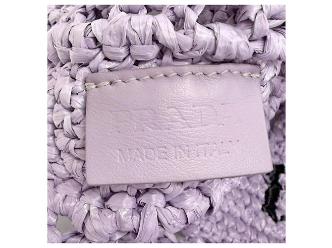 Borsa Tote Prada in crochet di rafia Porpora - vista 10