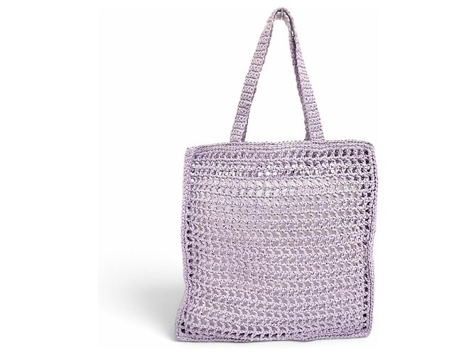 Borsa Tote Prada in crochet di rafia Porpora - vista 4