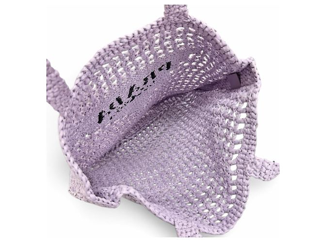 Borsa Tote Prada in crochet di rafia Porpora - vista 7