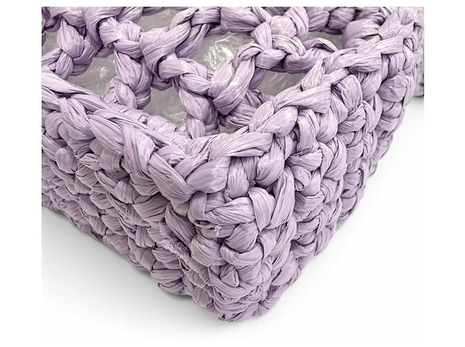 Borsa Tote Prada in crochet di rafia Porpora - vista 8