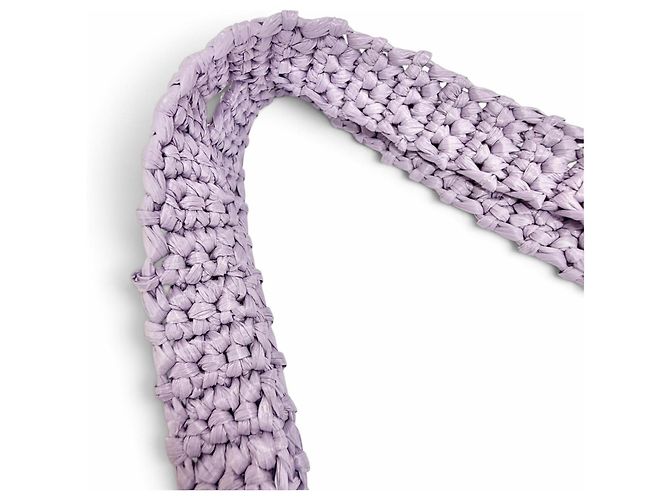 Borsa Tote Prada in crochet di rafia Porpora - vista 9