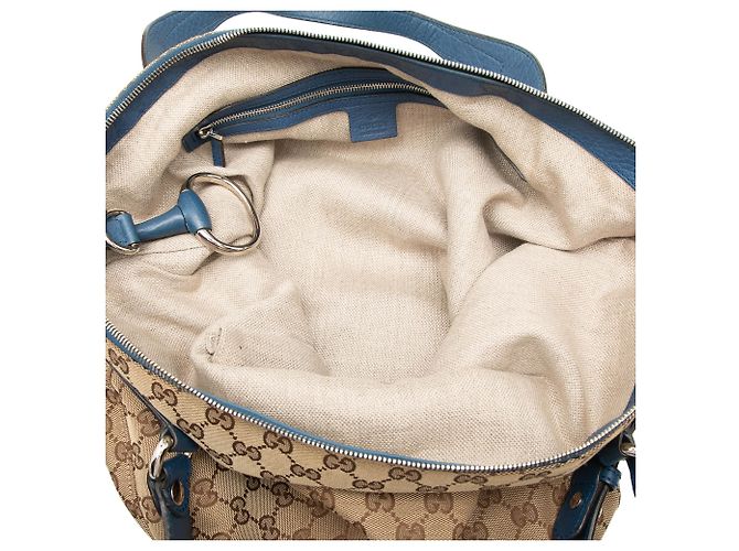 Borsa Satchel Gucci Beige GG Canvas Icon Bit - vista 4