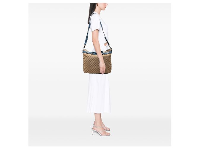 Borsa Satchel Gucci Beige GG Canvas Icon Bit - vista 6