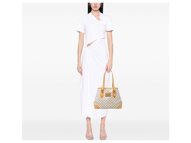 Louis Vuitton White Damier Azur Hampstead MM Bianco - vista 7