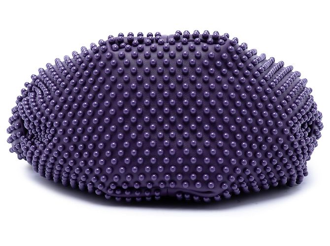 Bottega Veneta Mini Borsa Double Knot Borchiata in Vitello Viola Porpora Viola scuro - vista 3