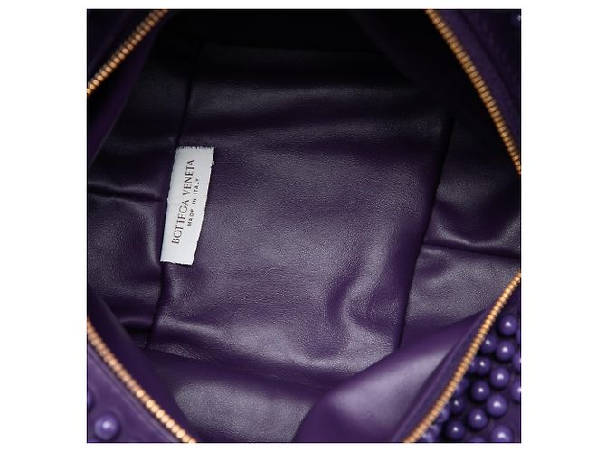 Bottega Veneta Mini Borsa Double Knot Borchiata in Vitello Viola Porpora Viola scuro - vista 4