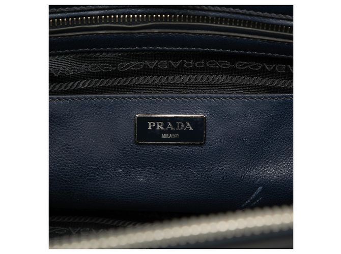 Double Borsa Prada Blue Glace Calf Twin Pocket con doppio manico Blu navy - vista 5