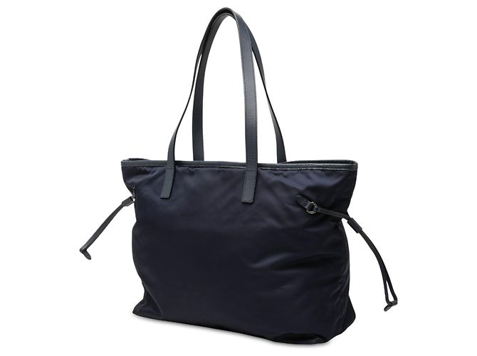 Prada Blue Saffiano Trimmed Tessuto Tote Blau Dunkelblau - Ansicht 2