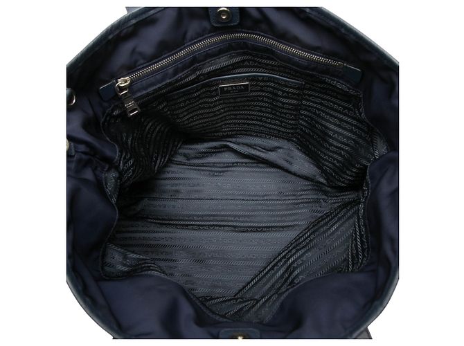 Prada Blue Saffiano Trimmed Tessuto Tote Blau Dunkelblau - Ansicht 4