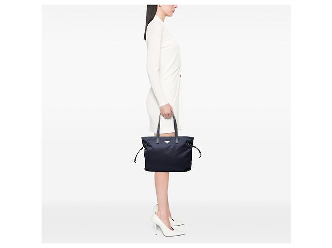Prada Blue Saffiano Trimmed Tessuto Tote Blau Dunkelblau - Ansicht 6