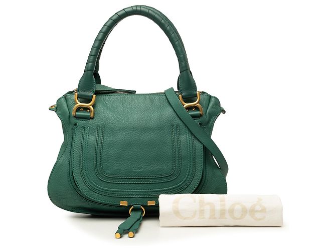 Sac Satchel Marcie Chloé en cuir vert taille Medium - vue 7