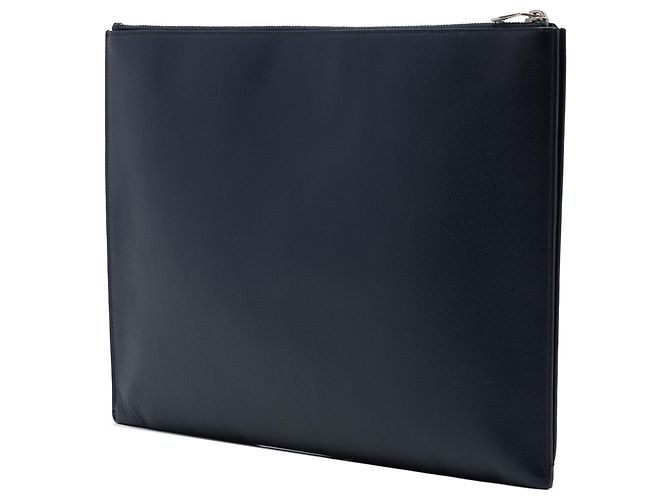 Saint Laurent Porta-tablet con zip Blue Grain De Poudre Blu navy - vista 2