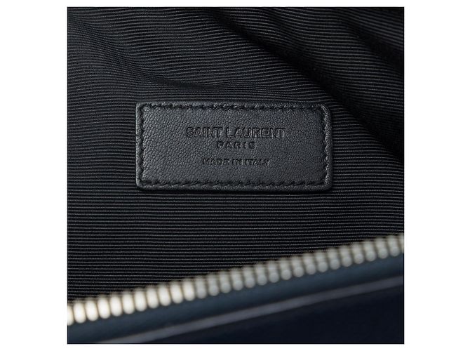 Saint Laurent Porta-tablet con zip Blue Grain De Poudre Blu navy - vista 5