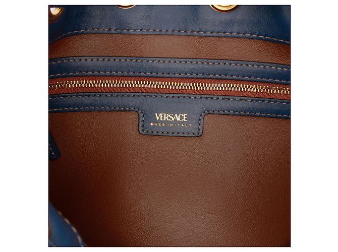Borsa a secchiello La Medusa in denim blu Versace - vista 5