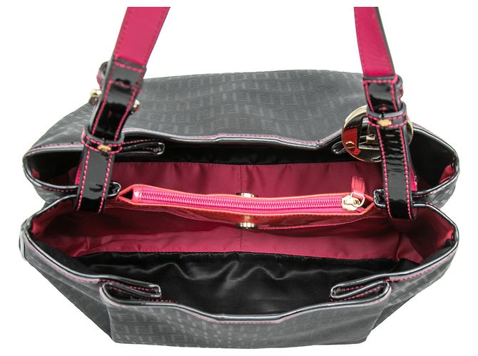 Borsa a tracolla Fendi in tela Zucchino nera Nero - vista 4