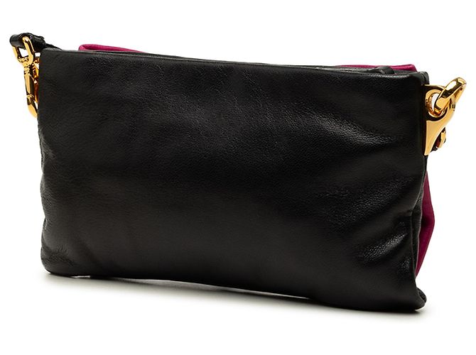 Clutch Prada Black Bicolor Nappa Fiocco Bow Clutch on Strap - vista 2